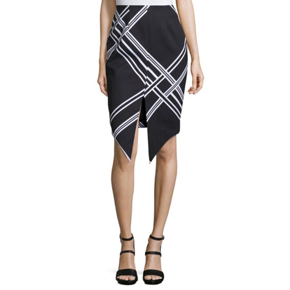 Keepsake The Label Tainted Romance Black White Abstract Asymmetric Midi Skirt XS
